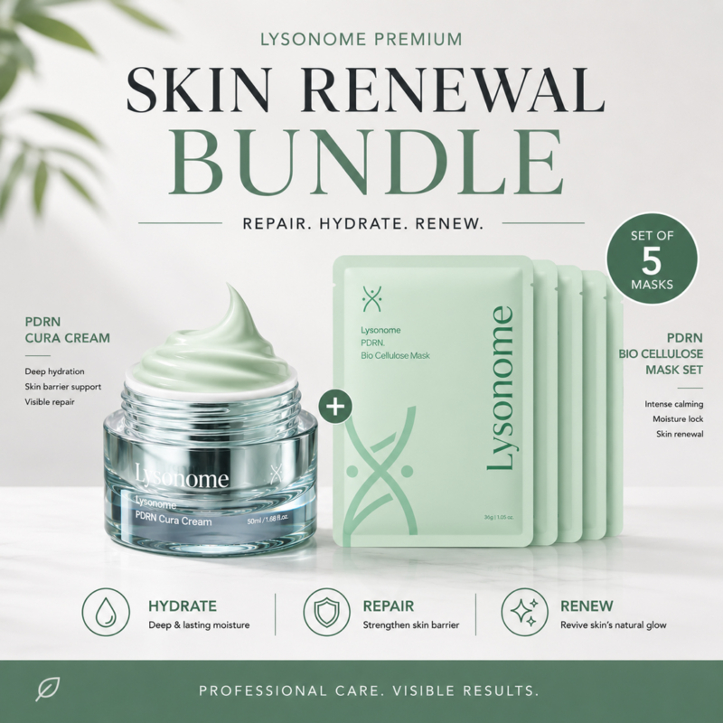 Lysonome PDRN Retain Bio-Cellulose Masks + PDRN Cura Cream