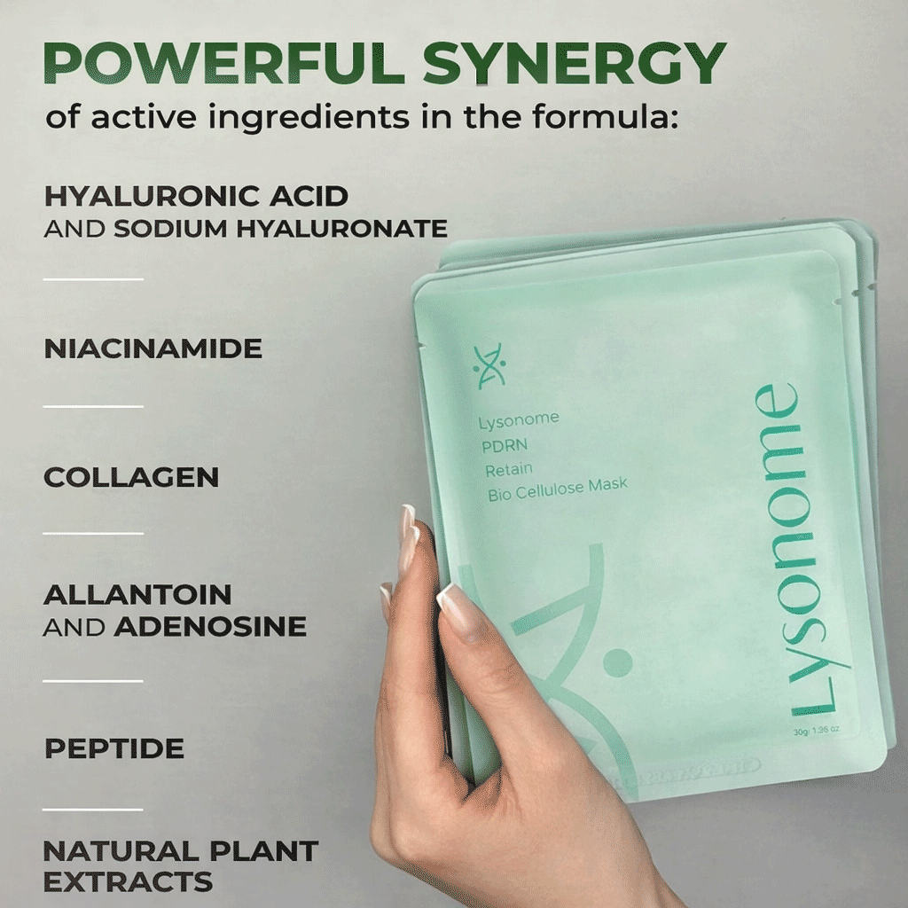 Lysonome PDRN Retain Bio-Cellulose Mask (Box Of 5 Sheets)