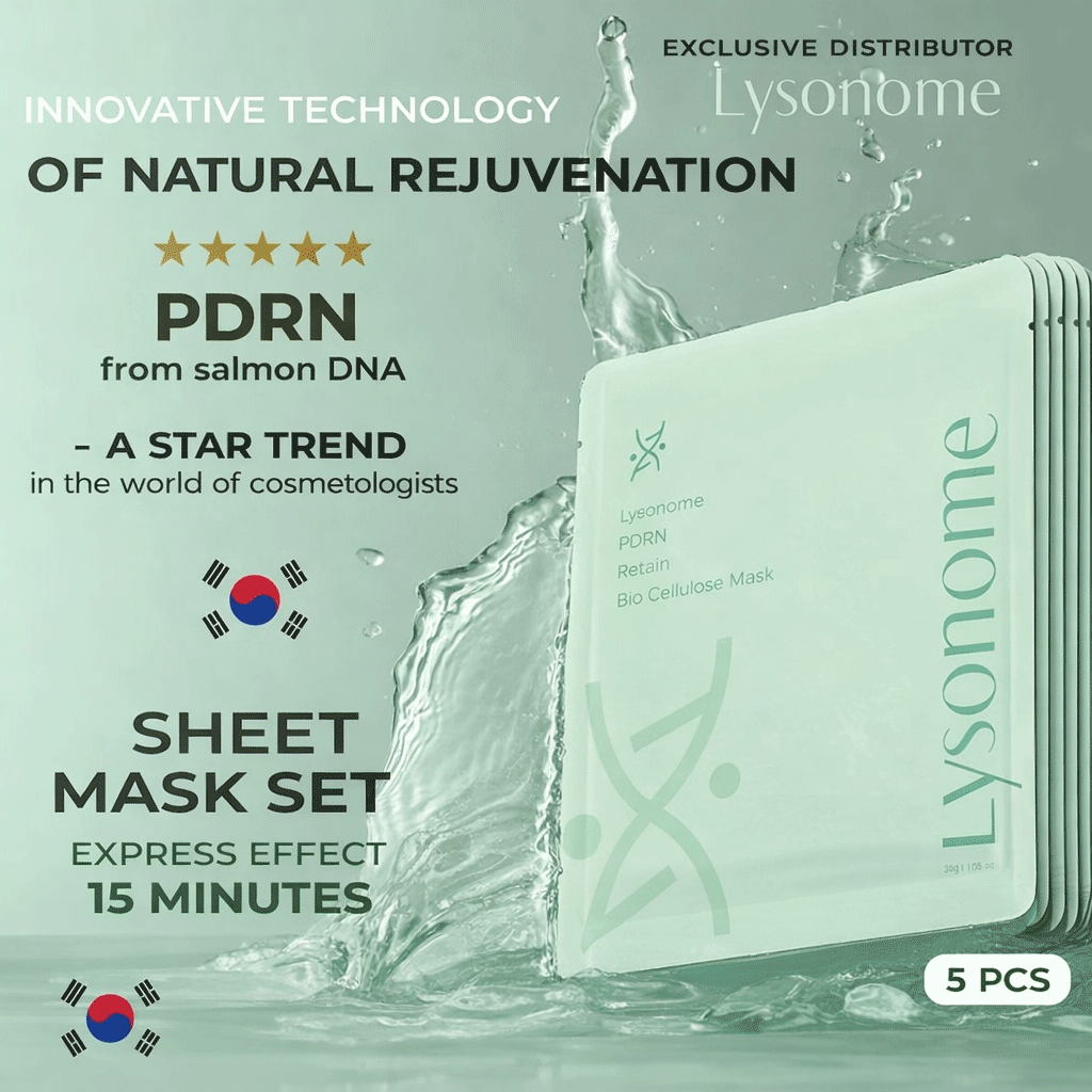 Lysonome PDRN Retain Bio-Cellulose Mask (Box Of 5 Sheets)
